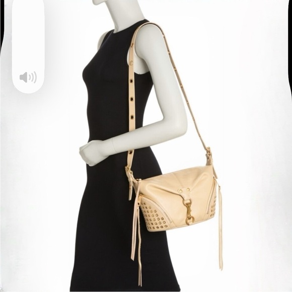NWT Rebecca Minkoff Julian Studded Leather Crossbody Bag In Latte - Picture 3 of 6